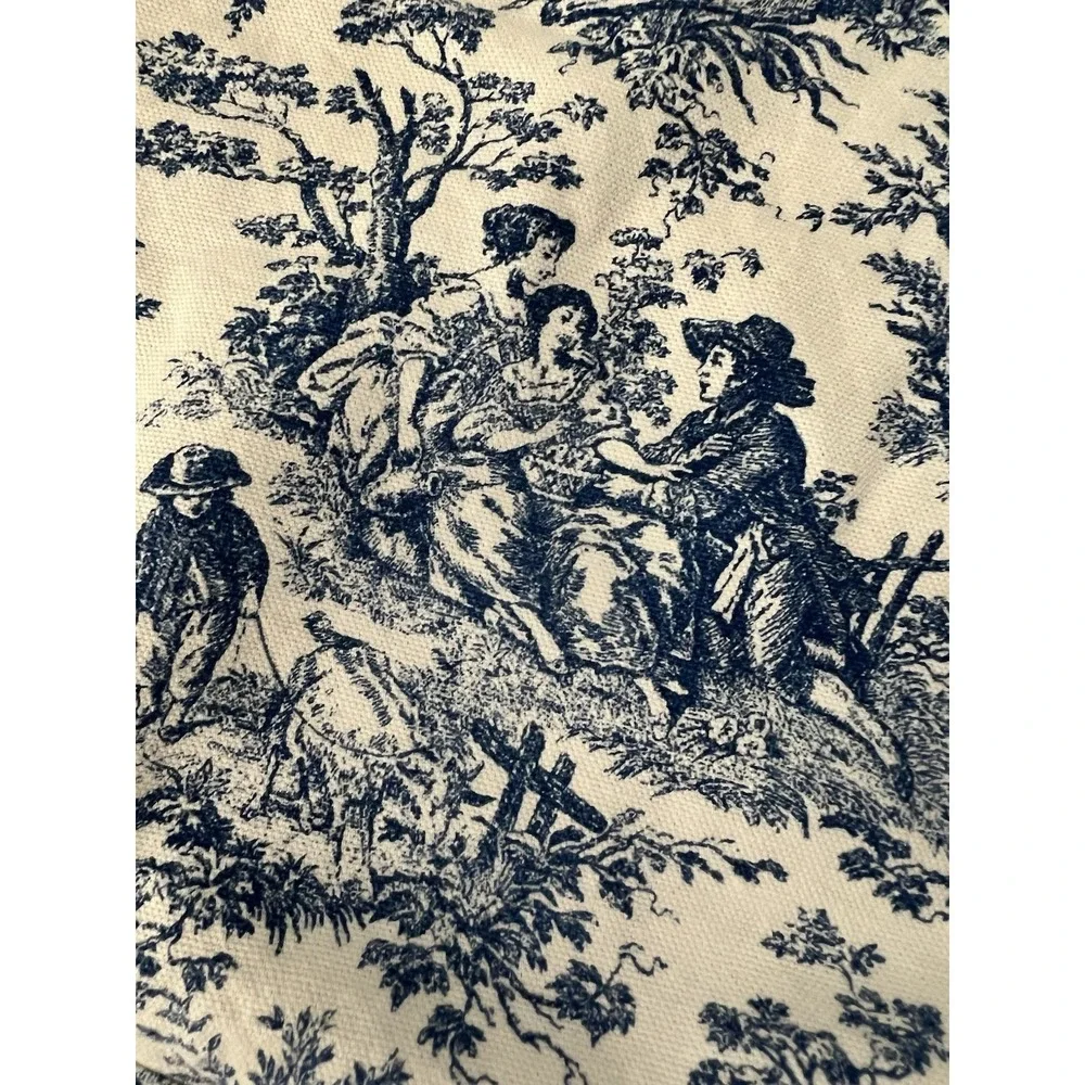 One Waverly Blue Toile & Gingham Double Valance 54
